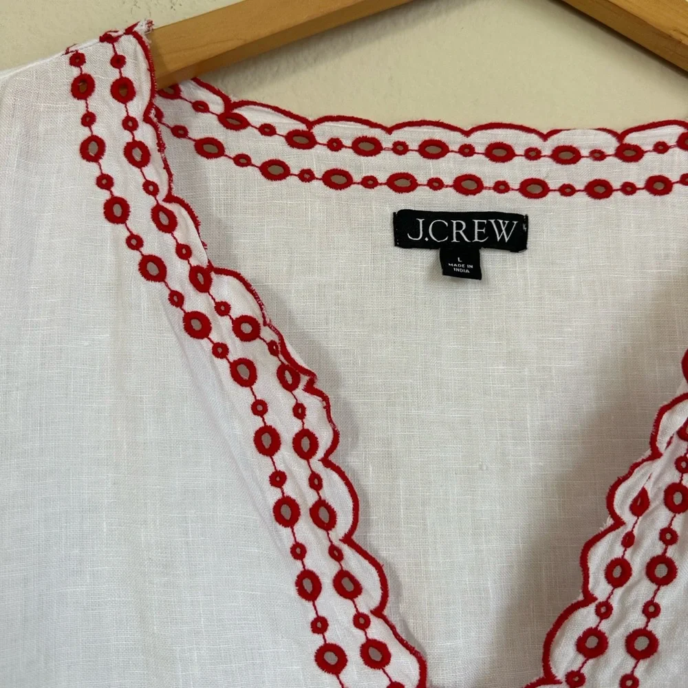 J. Crew Bungalow Embroidered Linen Top - Picture 3 of 13